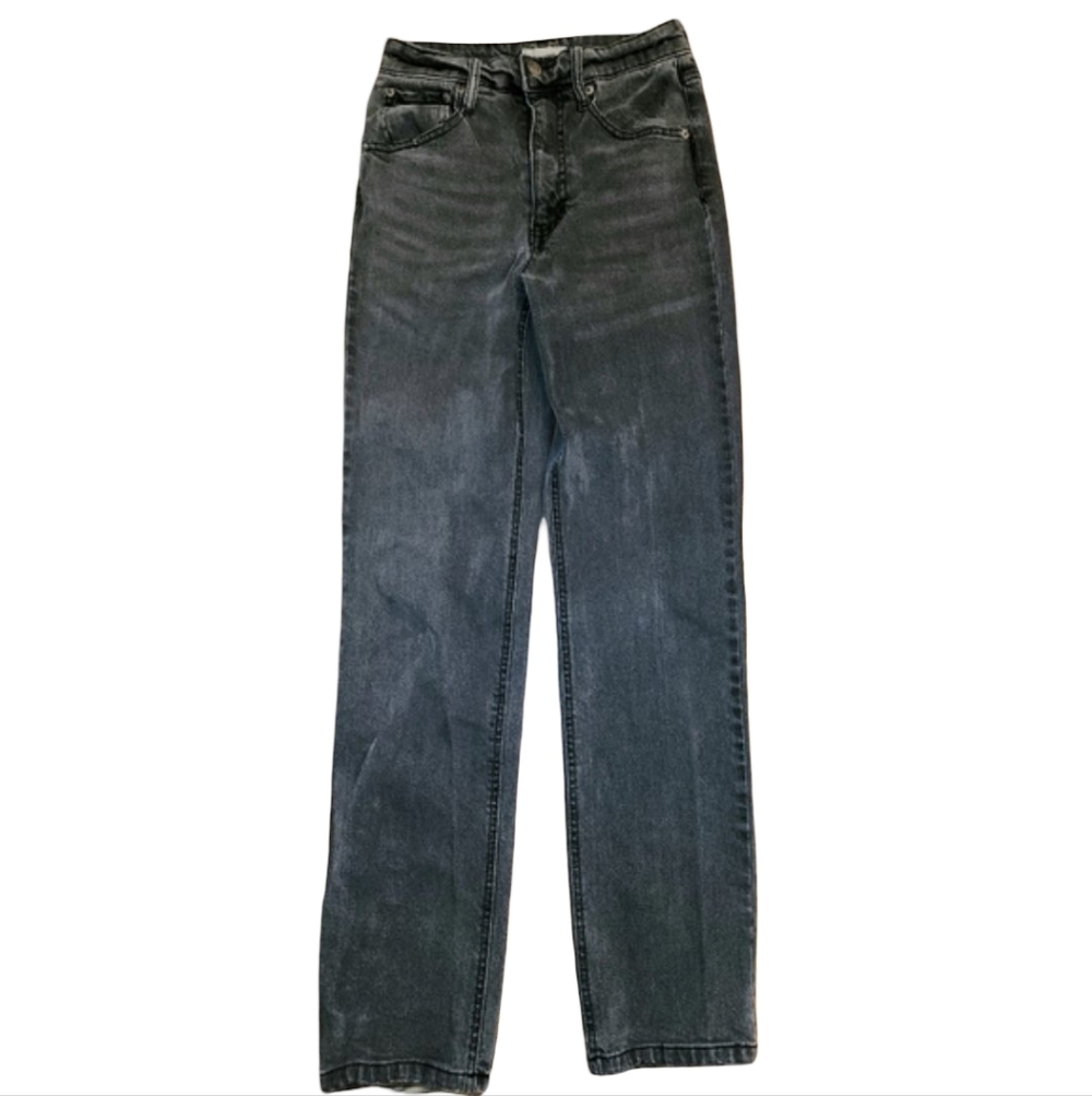 COPPER KEY High Rise Straight Leg Jeans Washed Black Denim Size 1